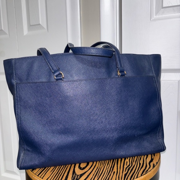 Tory Burch large tote bag navy blue Carryall leather handbag - Picture 5 of 16
